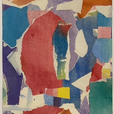 Carl Holty  Collage #389, 1958  Signed: Carl Holty - 58 lower left  Gouache collage on paper  13 1/2 x 9 Inches Framed: 19 1/2 x 16 1/2 Inches