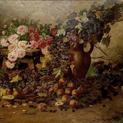 Still Life with Flowers and Fruit-Max Albert Carlier