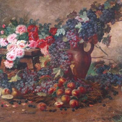 Still Life with Flowers and Fruit-Max Albert Carlier