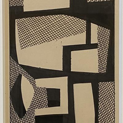 Carl Holty  Ink Study VI B, 1935  Signed: Holty Estate signature stamp lower right  Ink and graphite on paper  6 1/4 x 4 3/8 inches  Framed: 16 1/2 x 14 1/2 inches