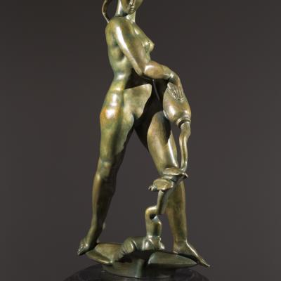Albert Wein  Demeter, 1947  Signed and dated: WEIN sc 1947; numbered: 1/12; stamped: TX (Tallix foundry mark)  Bronze with a bluish-green patina Mounted on a turned Black Marble base  26 H x 11 W x 11 D inches  First in an edition of 12