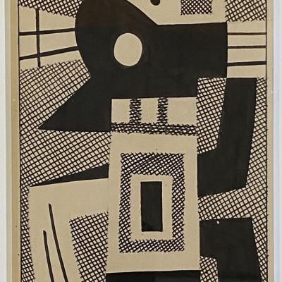 Carl Holty  Ink Study VI A, c. 1935  Signed Holty Estate signature stamp lower right  Ink and graphite on paper  6 1/2 x 4 1/4 sight Framed: 16 12 x 14 1/2 inches