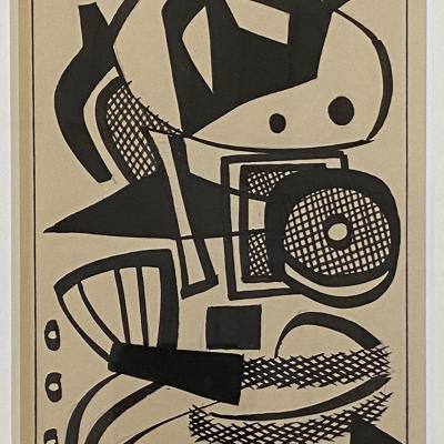 Carl Holty  Ink Study II B; Sketchbook #4, c. 1935  Signed: Holty Estate signature stamp lower right  Ink and graphite on paper  6 5/8 x 4 3/8 inches sight Framed: 16 1/2 x 14 1/2 inches