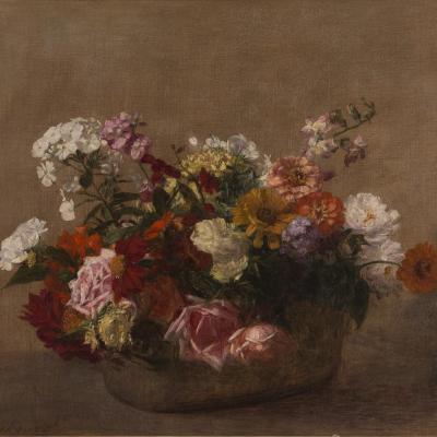 Victoria Dubourg Fantin-Latour  Nature Morte avec Fleurs, Circa 1900s  Signed lower left: V. Dubourg  Oil on canvas  17 3/4 x 21 3/4 inches Framed: 26 x 30 inches