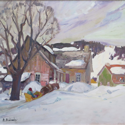 <span class="artist"><strong>René Richard, C.M., R.C.A.</strong></span>, <span class="title"><em>Vieille maison, Charlevoix</em></span>-<div class="artist"><strong>René Richard, C.M., R.C.A.</strong></div> (1895-1982)<div class="title"><em>Vieille maison, Charlevoix</em></div><div class="signed_and_dated">signed "R. Richard." (recto, lower left).</div><div class="medium">Oil on masonite - Huile sur isorel</div><div class="dimensions">21 5/8 x 22 in<br>54.9 x 55.9 cm</div>