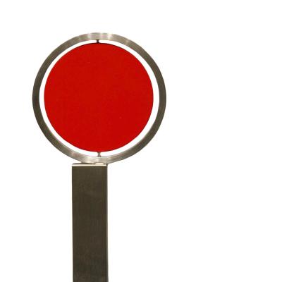 Roger Phillips  Disc on Column (maquette), 2004  Stainless steel and enamel paint  10 3/4 H x 6 3/4 W x 5 1/2 D inches