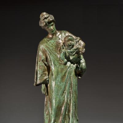 Bessie Potter Vonnoh  Mother and Child, Circa 1920  Signed and numbered: Bessie Potter Vonnoh / No XXII; inscribed: Roman Bronze Works N-Y-  Bronze  10 1/8 H x 3 7/8 W x 3 5/8 D inches  Twenty-second in an edition of unknown size