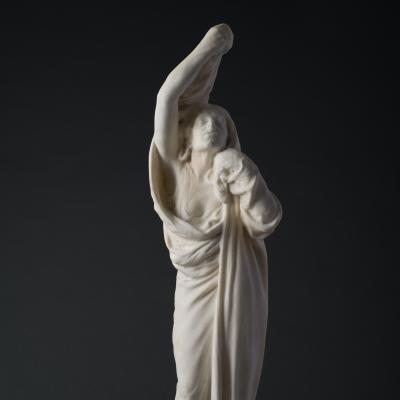 Gutzon Borglum  Draped Woman, 1902-1915  Signed: Gutzon Borglum (rear of self base)  Marble  40 x 10 x 8 inches
