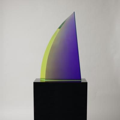 Vasa Velizar Mihich  Sailboat Form, 1991  Signed: #2997 Vasa © 1991 (rear)  Acrylic, cast and laminated  38 3/8 x 22 3/8 x 3 inches Base: 34 5/8 x 28 x 14 inches
