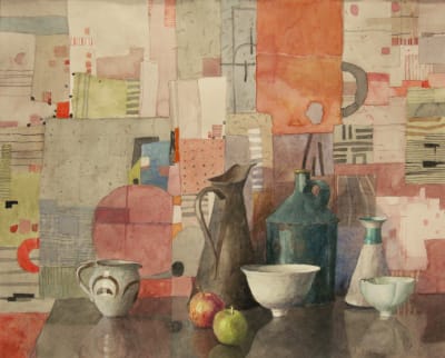 Annie Williams RWS RE, Still Life with Two Apples