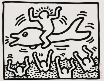 Keith Haring, Untitled (Man on Dolphin), 1987