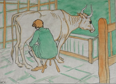 Cicely Hey (1896-1980)Milking, c. 1922