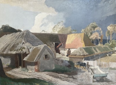 Charles Knight (1901-1990)Alciston Barn, Sussex, 1935