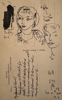 Edward Wolfe, Portrait Studies on a Prado Postcard, c. 1930s