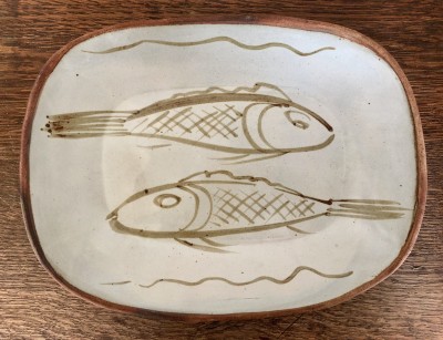 Michael Cardew (1901-1983)A Press Moulded Dish decorated with Fish, 1970s