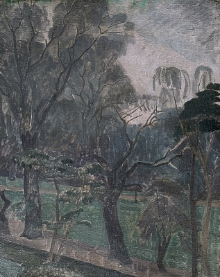 Henry Lamb (1883-1960)Hampstead Heath from the Vale of Health Studio (Study for Lytton Strachey Portrait), 1914