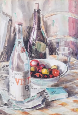 Percy Hague Jowett (1882-1955)Still Life with Fruit and Bottles, 1931