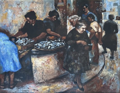 John Bowen (1914-2006)Fish Sellers at Tossa de Mar