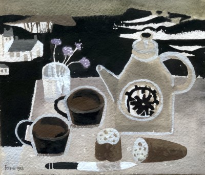 Mary Fedden (1915-2012)Still Life with Tea Pot and Landscape, 1988