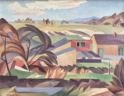 Peter Humphrey (1913-2001)Cubist Landscape with Farmhouse, c. 1930s