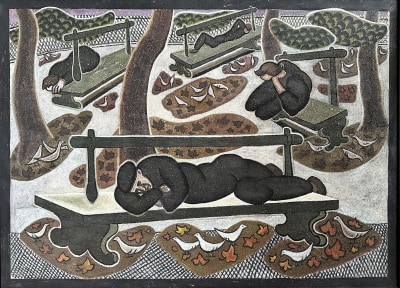 Doris Hatt (1890-1969)Pigeons and Dead Leaves, 1956