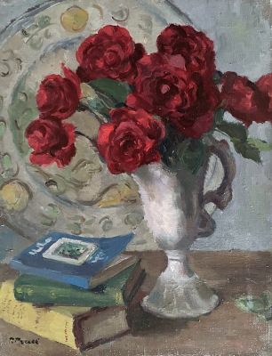 Dorothy Hepworth (1898-1978)Still Life with Red Roses and Books, c. 1933