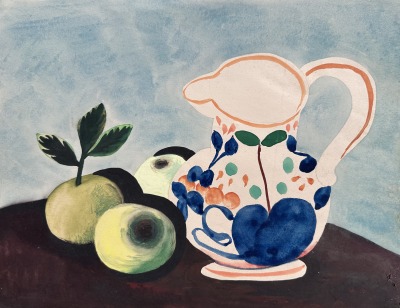 Frederick Roberts Johnson (1900-1986)Apples and a Decorated Jug, c. 1937