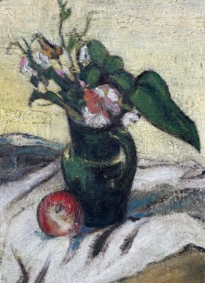Alfred Wolmark (1871-1961)Still Life with Vase of Flowers and an Apple, c. 1920