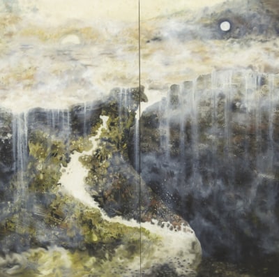oscar oiwa, landscape with moon, 2004