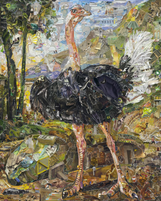 vik muniz, pictures of magazine 2: study of ostrich, after nicasius bernaerts, 2013