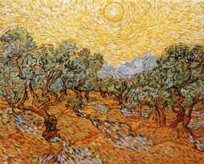 vik muniz, pictures of pigment: olive trees with yellow sky and sun, after van gogh, 2007