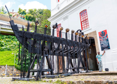 alberto pitta, Vista da exposição ‘Trança’tlântico’, 2019