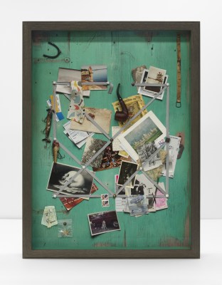 vik muniz, Handmade: Letter rack (Acqua and grey ribbon), 2017