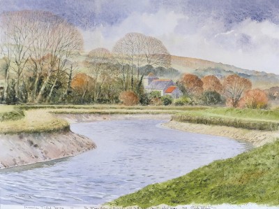 Gordon Rushmer , Incoming tidal surge, The River Adur and St. Botolph's Church