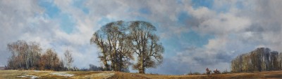 David Shepherd , CBE, A panorama of hunting in an English country landscape