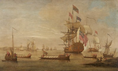 Peter Monamy , The arrival of George II off Margate aboard the Royal Yacht Carolina on his return from Hanover, September 1729