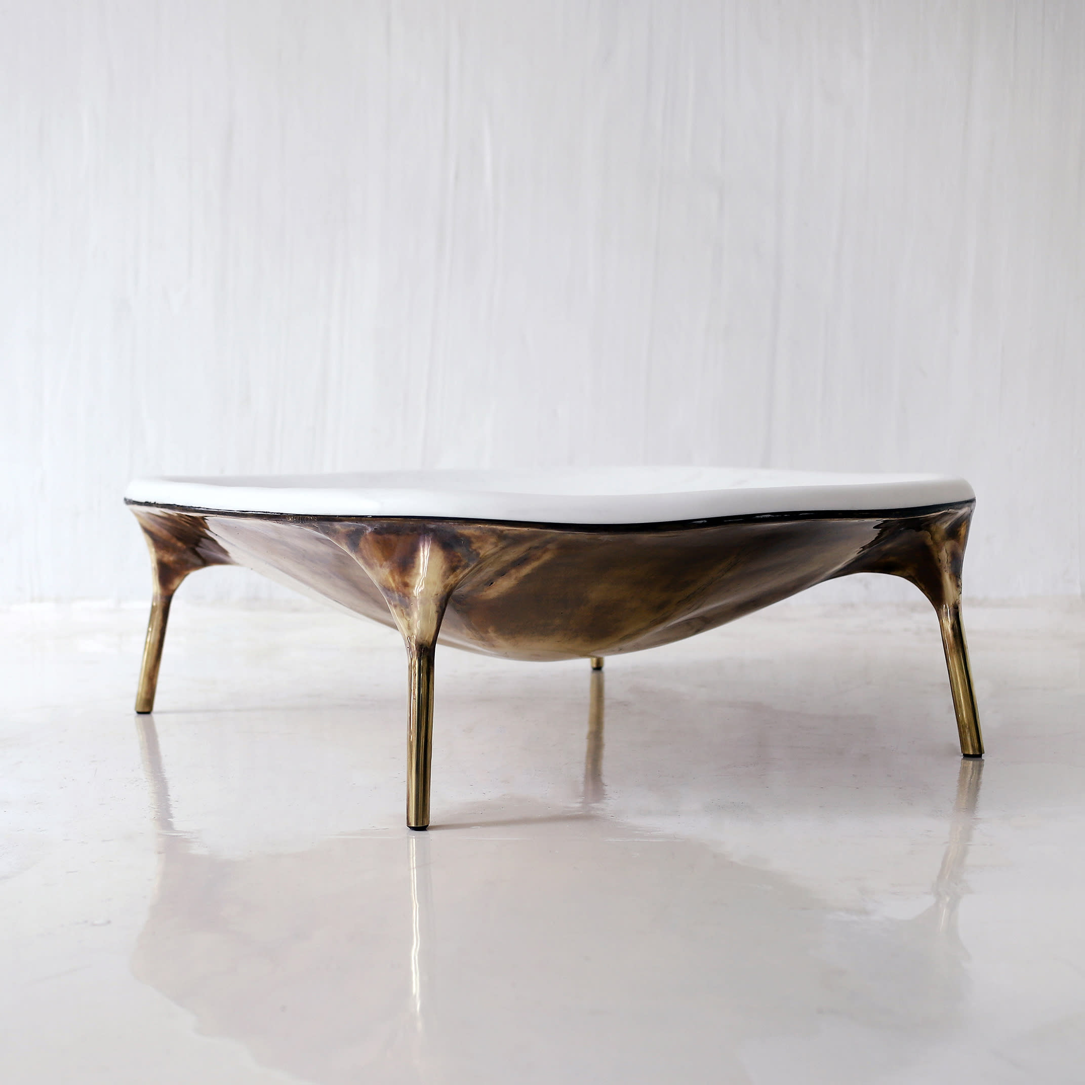 Coffee table top brass legs