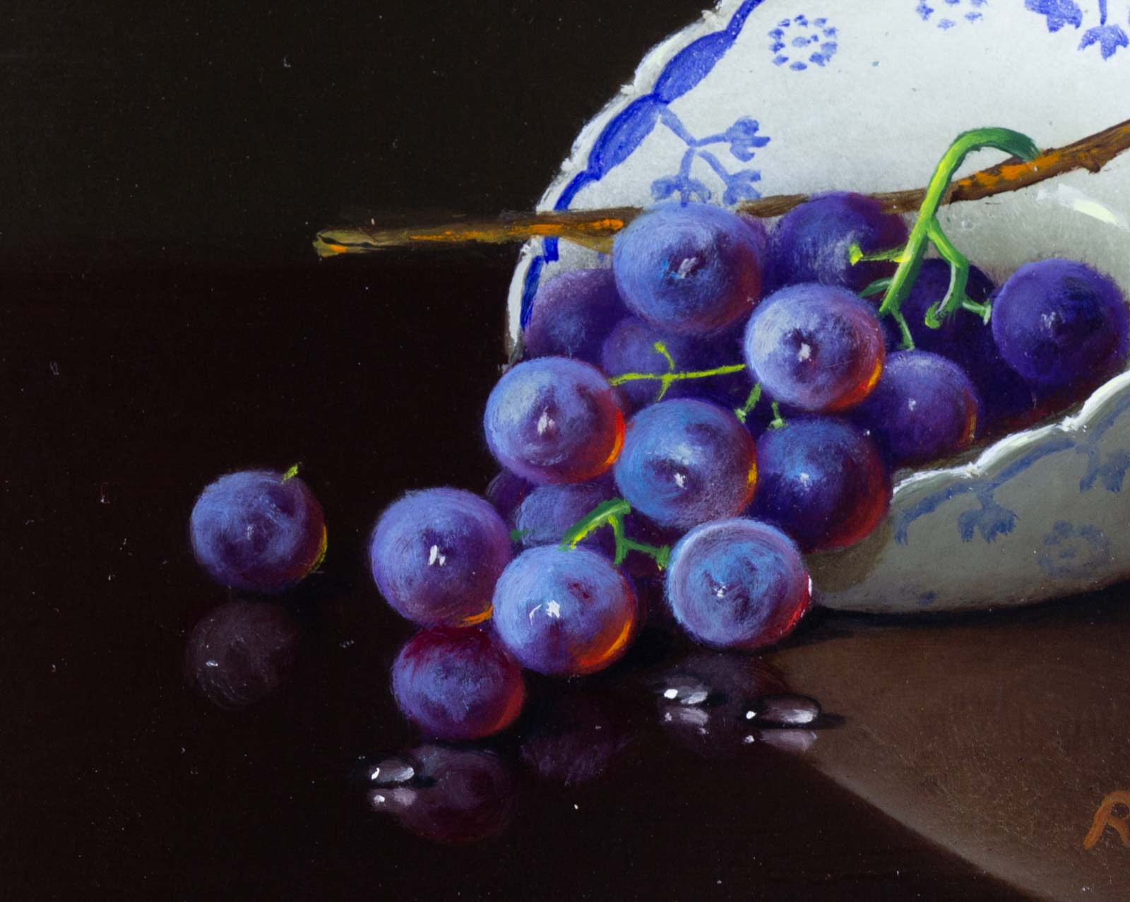 Grapes in Porcelain Bowl