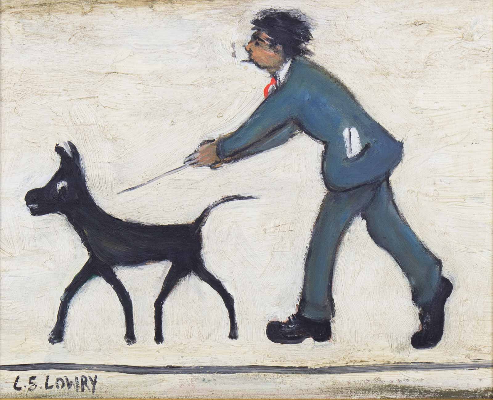 Man Walking Dog after L.S.Lowry