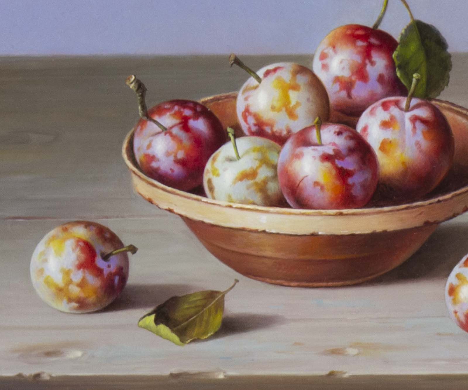 Plums in Terracotta Bowl