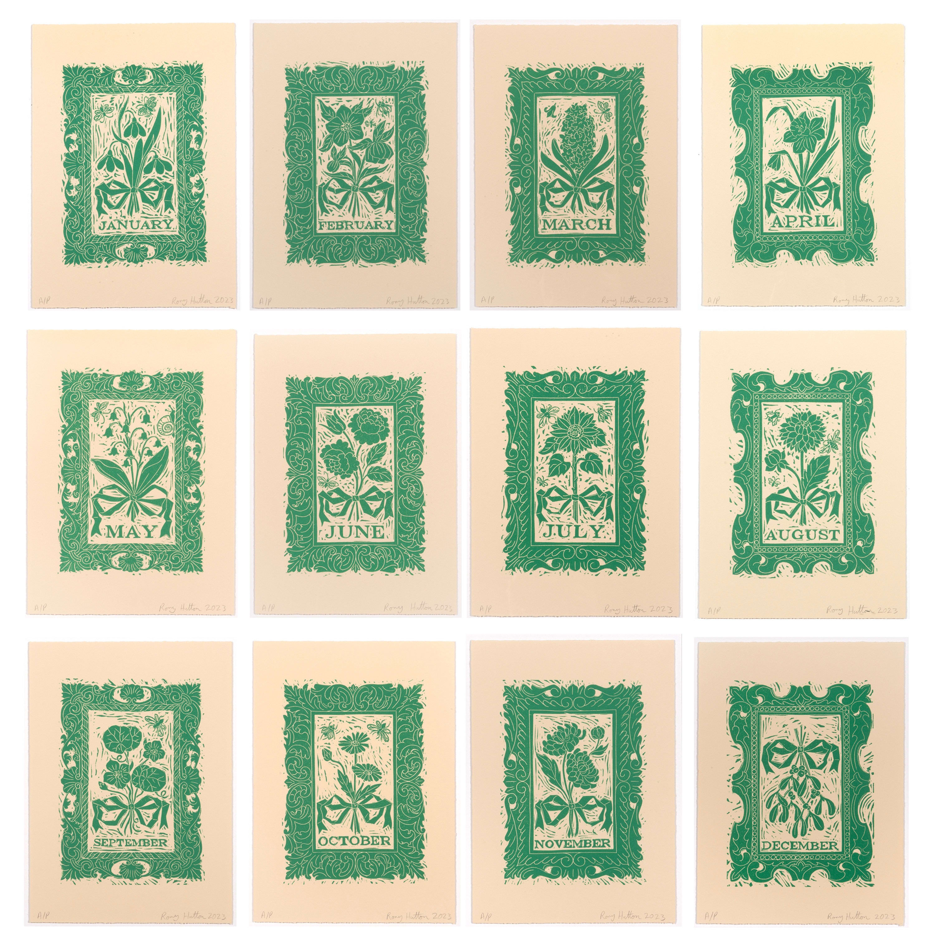 Rory Hutton, Months of the Year, Green, 2023