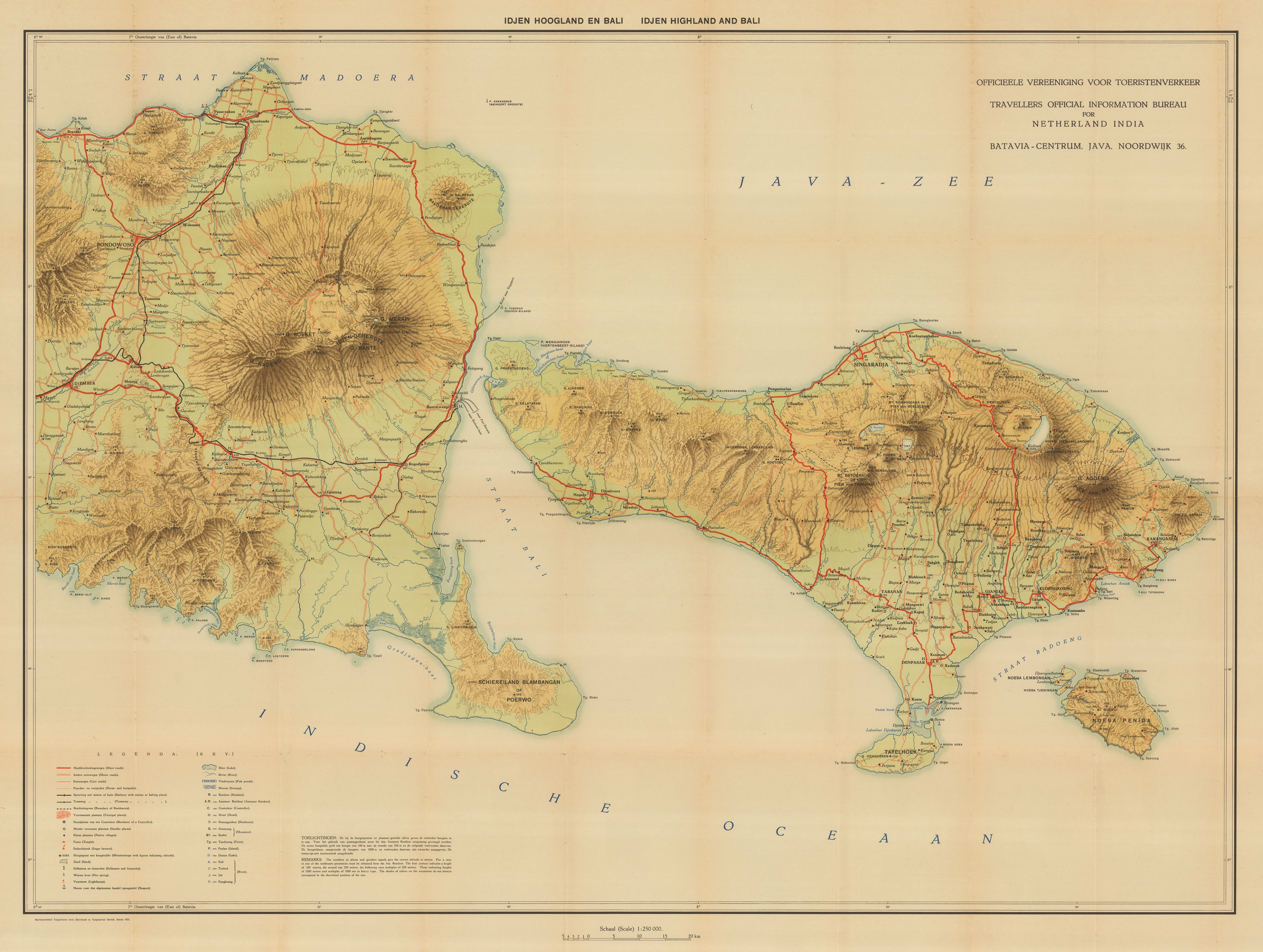 Dutch Topographical Service, Vintage map of Eastern Java and Bali, 1932 ...