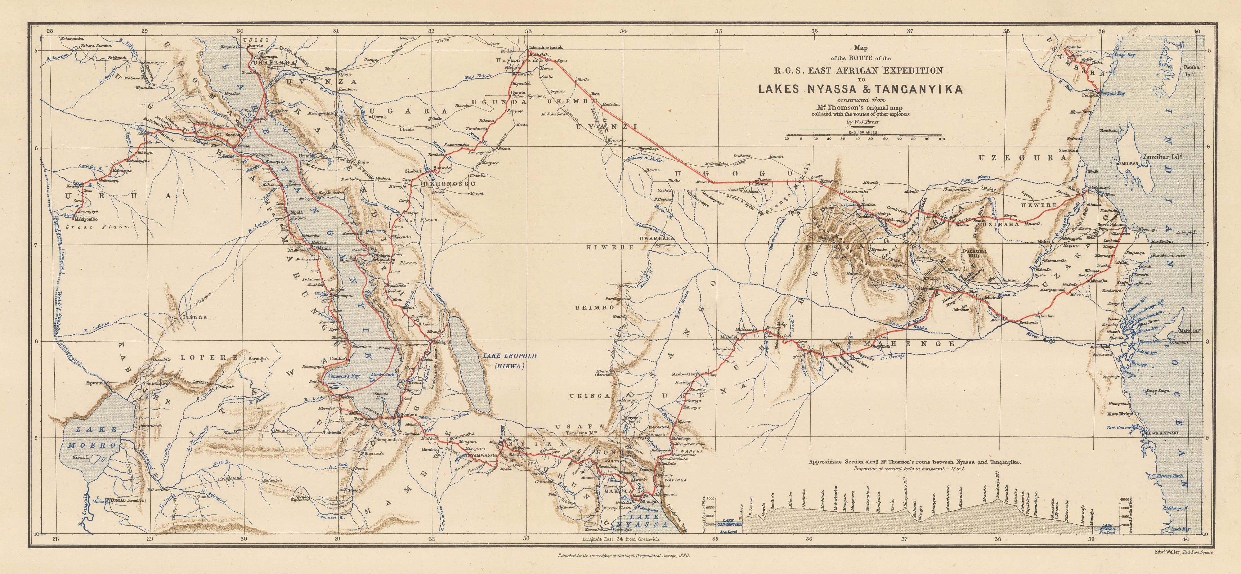 Royal Geographical Society (RGS) Map of the Route of the R G S East
