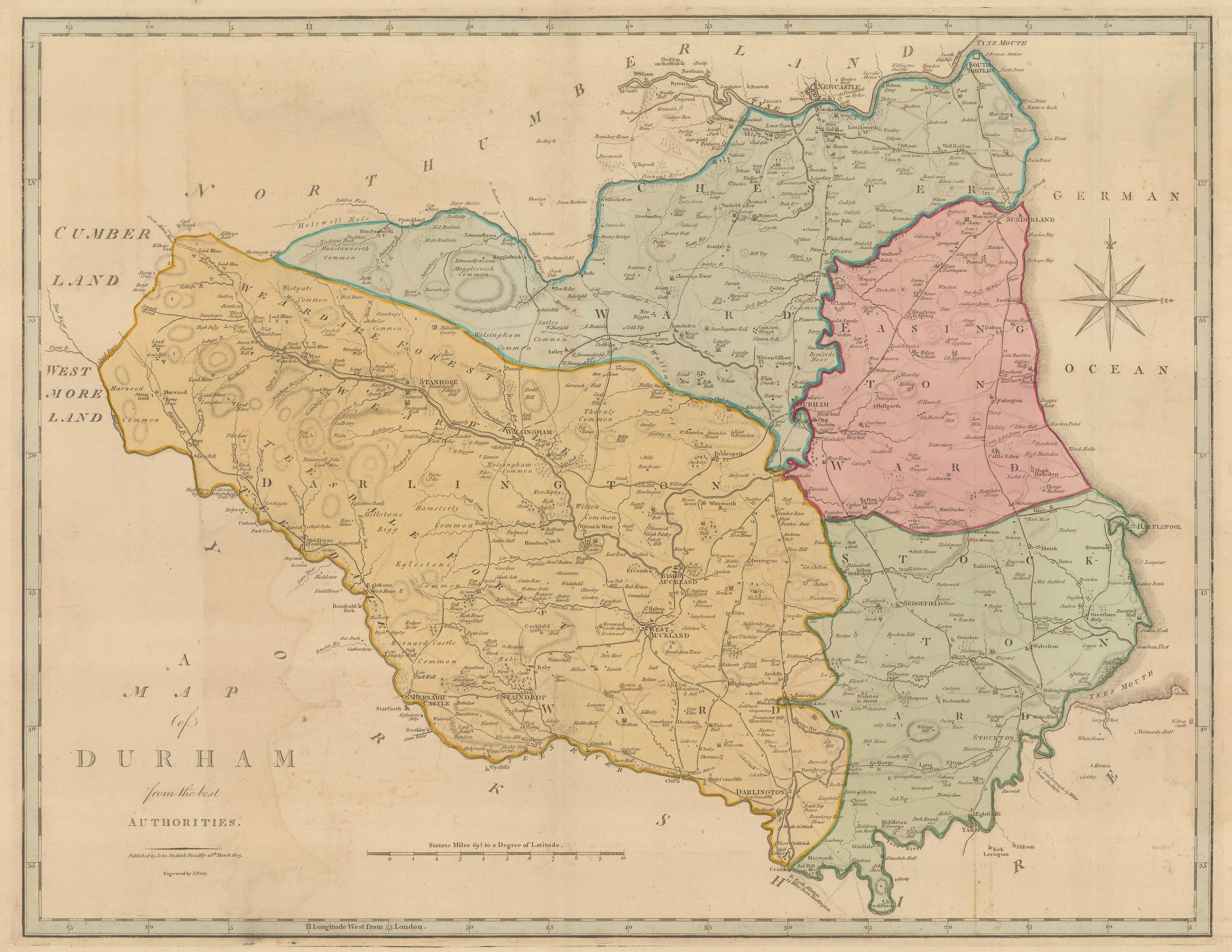 John Cary, Map of Durham from the Best Authorities, 1805 The Map House