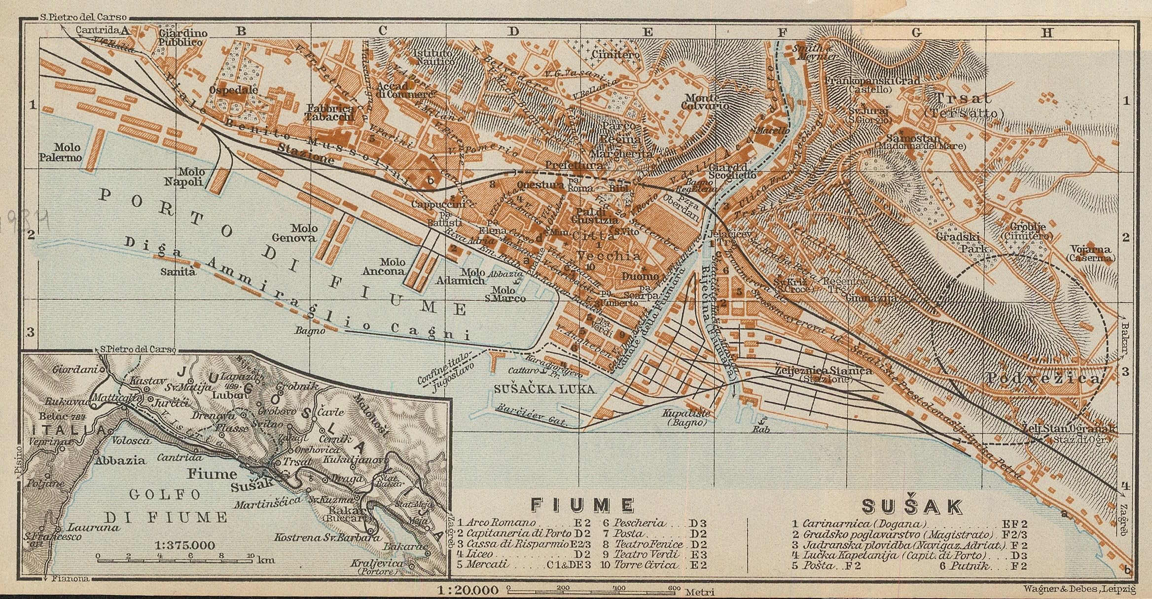 Karl Baedeker, Rijeka, Croatia, 1934 | The Map House