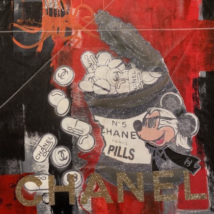 Chanel Pill Can (Mickey Double White Stitch) red and black, 2019