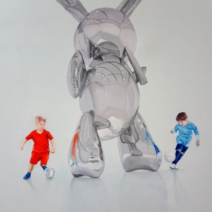 Kids Playing With Masters (Koons, Balloon Rabbit), 2022