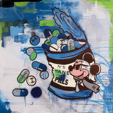 Mickey's Chanel Party Can in Blue & Green Abstract, 2019