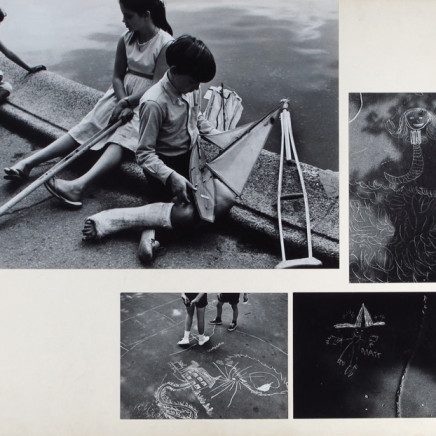 Dave Heath, Untitled [children by fountain with toy boat, sidewalk chalk], September 1962