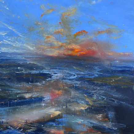 Iwan Gwyn Parry - Estuary High Tide with Distant Sunset